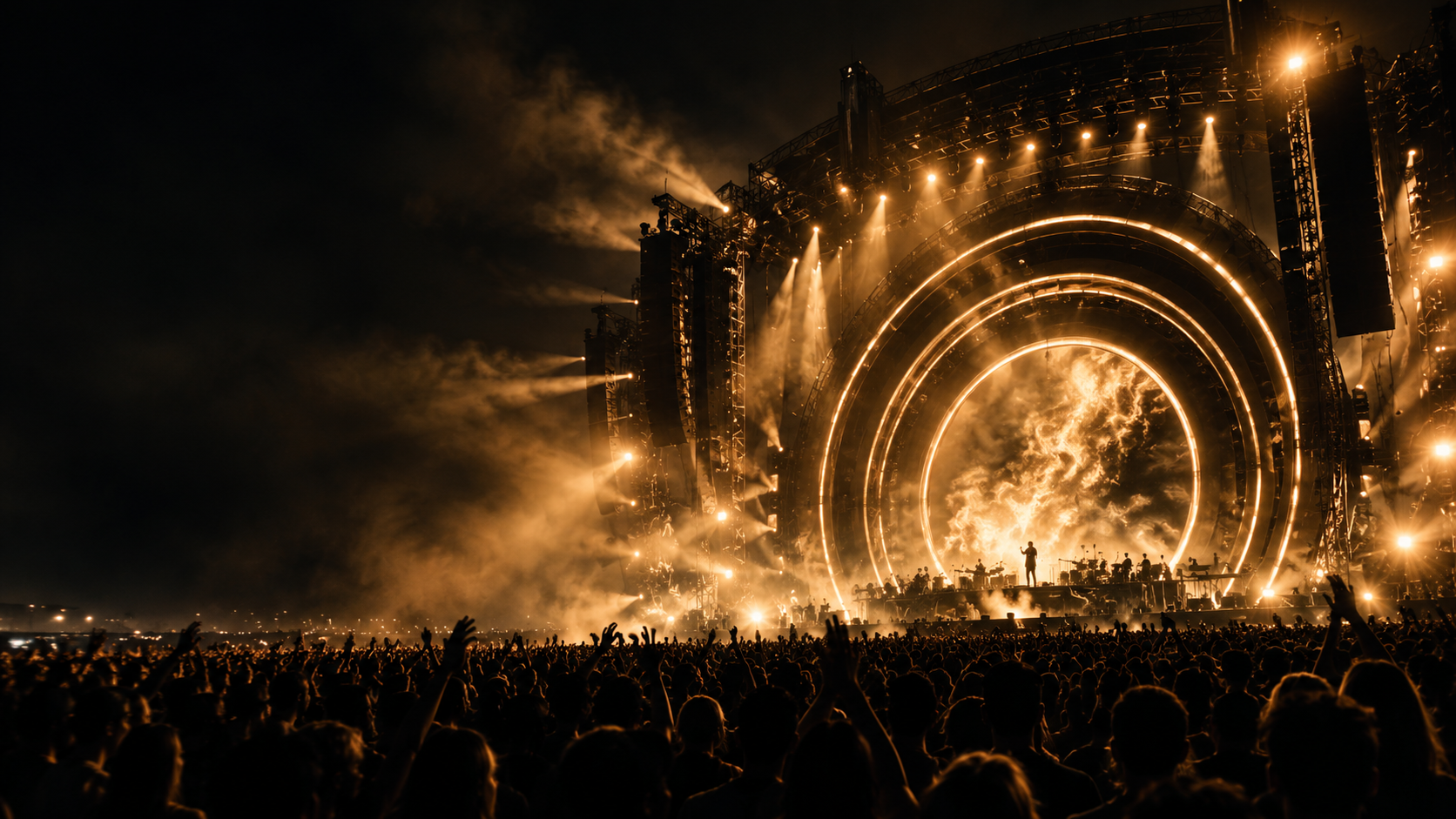 Gold-lit concert stage concept